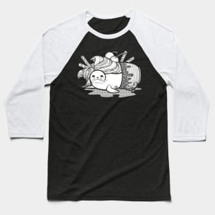 Sundae Seal Line Art Illustration Baseball T-Shirt